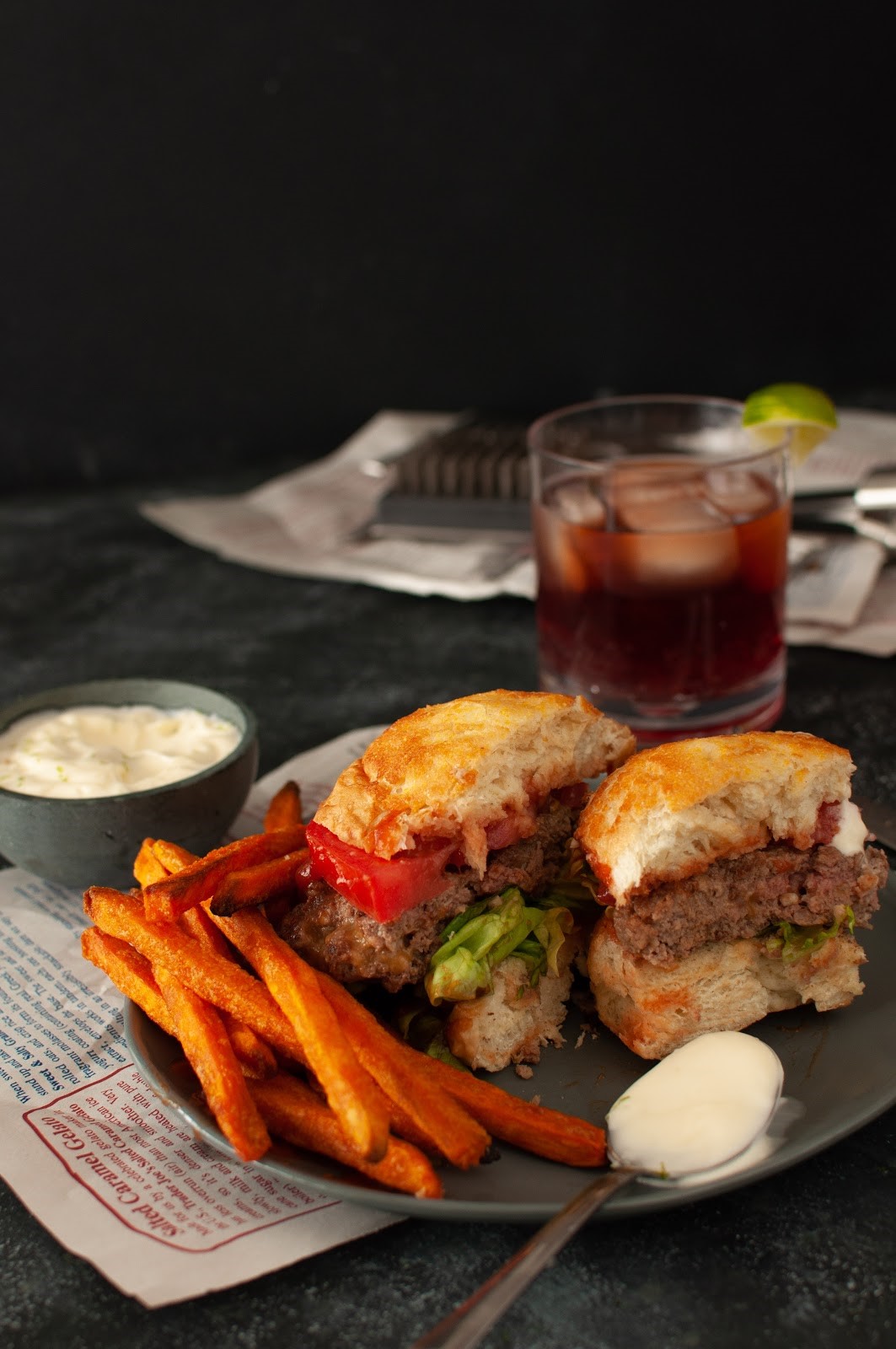 Lime Aioli and Sweet Potato Fries