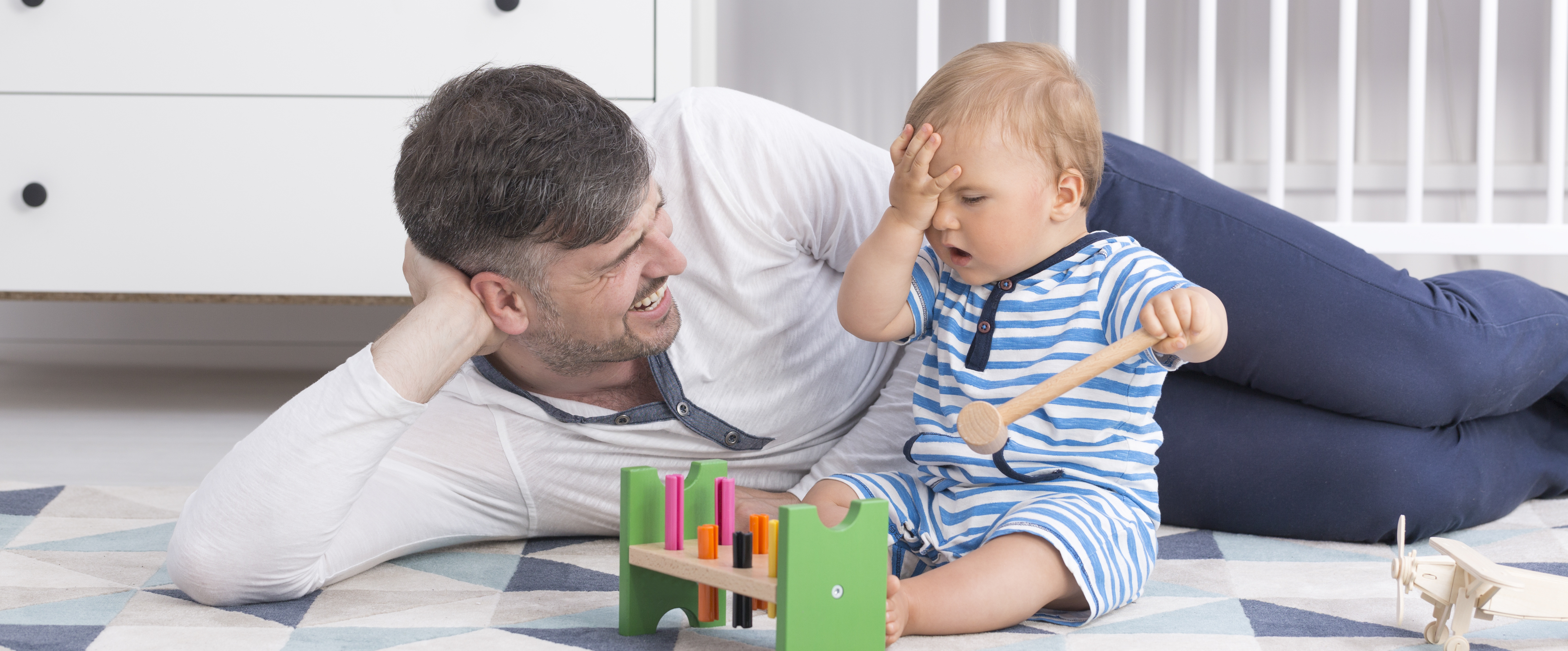 Father and son having fun